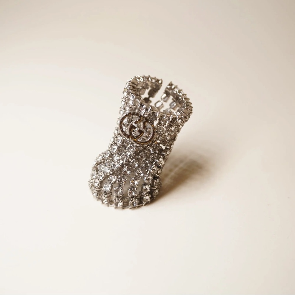 Gucci Silver Crystal Embellished Ring - Picture 3 of 7
